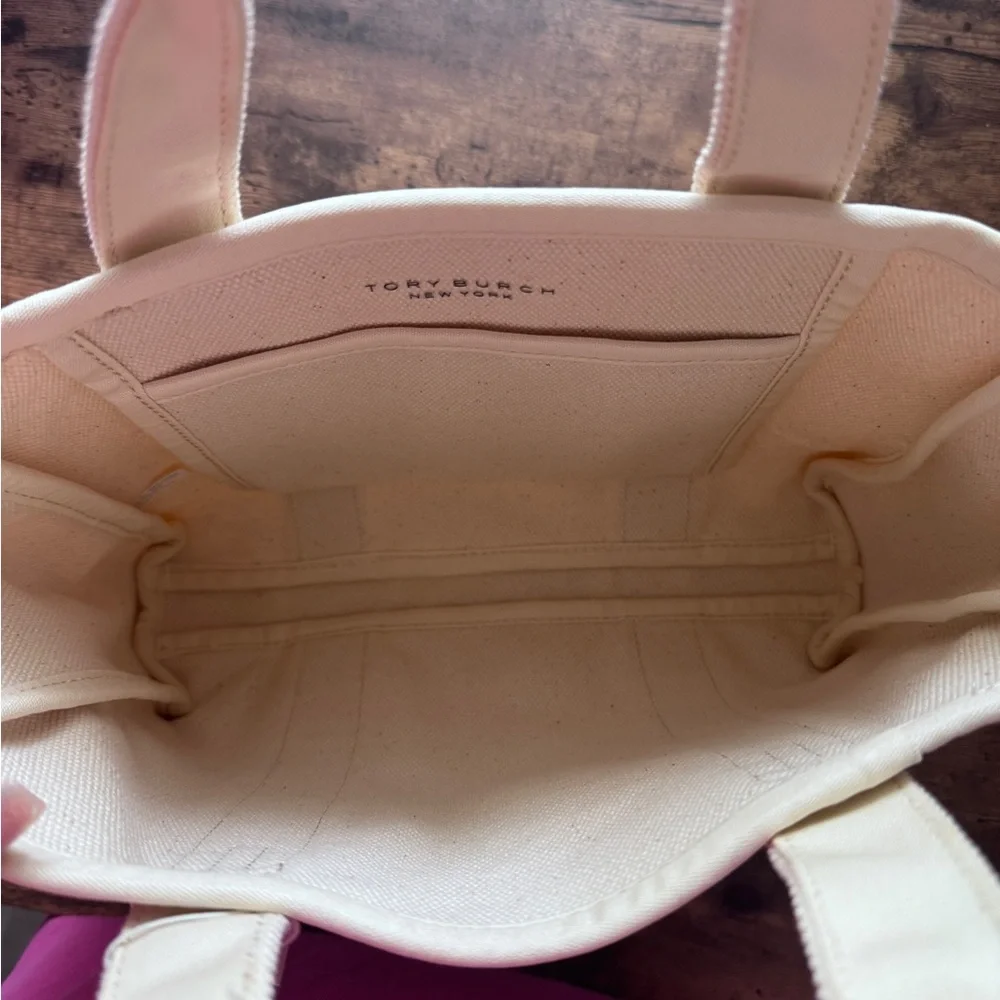 Tory Burch Natural Canvas Mini Tote Bag - Picture 5 of 14